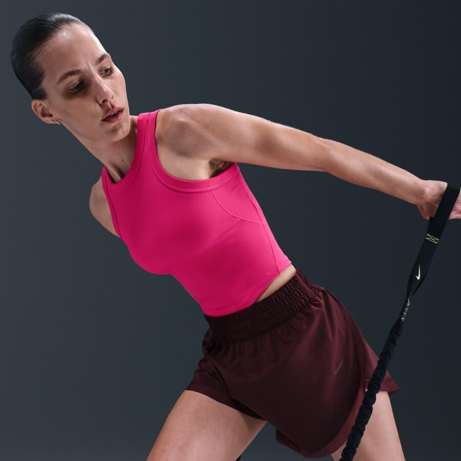 Nike One Fitted korte tanktop met Dri-FIT voor dames Roze - Foto 2