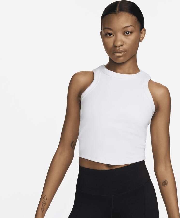 Nike One Fitted korte tanktop met Dri-FIT voor dames Wit - Foto 4