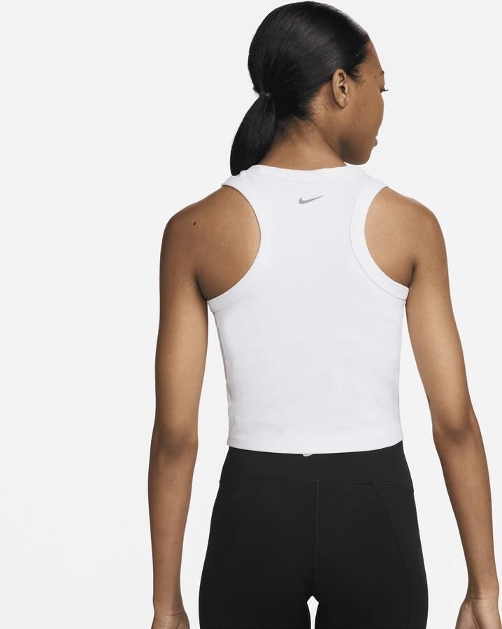 Nike One Fitted korte tanktop met Dri-FIT voor dames Wit - Foto 2