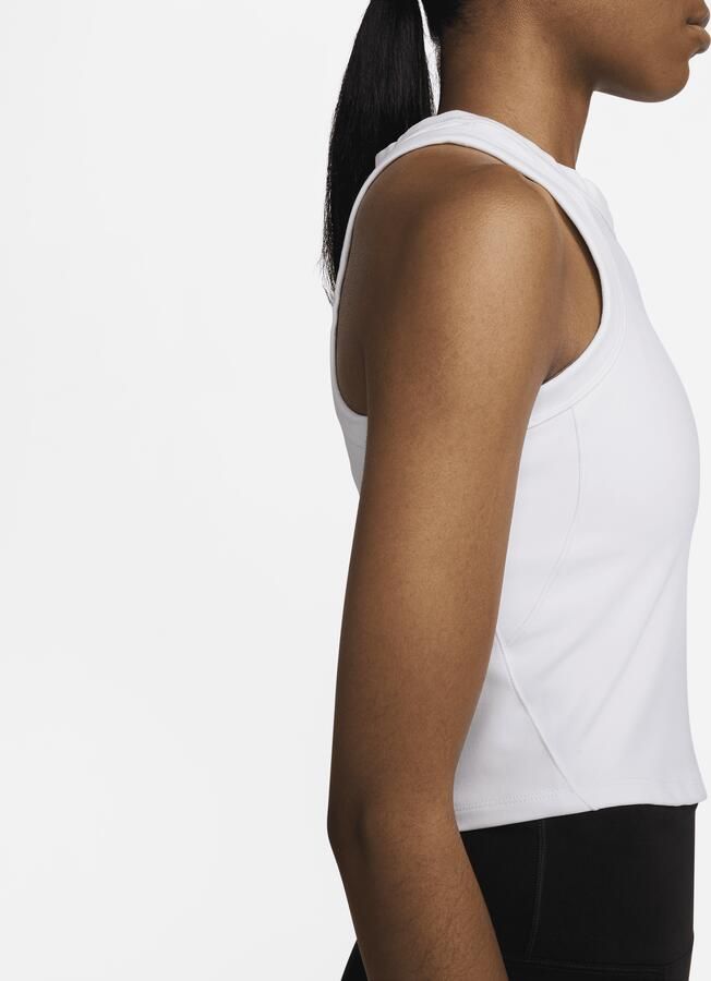 Nike One Fitted korte tanktop met Dri-FIT voor dames Wit - Foto 3