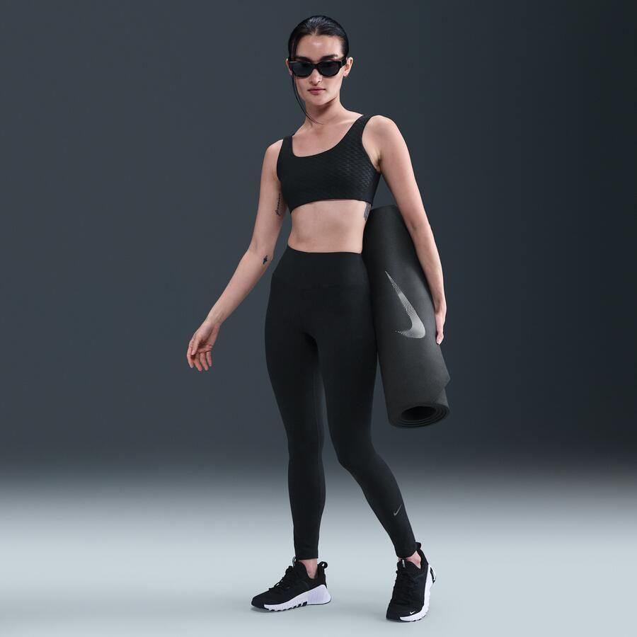 Nike One lange legging met hoge taille voor dames Zwart - Foto 4