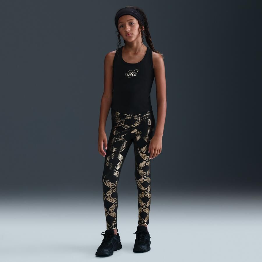 Nike One Legging met print en Dri-FIT voor meisjes Zwart - Foto 4