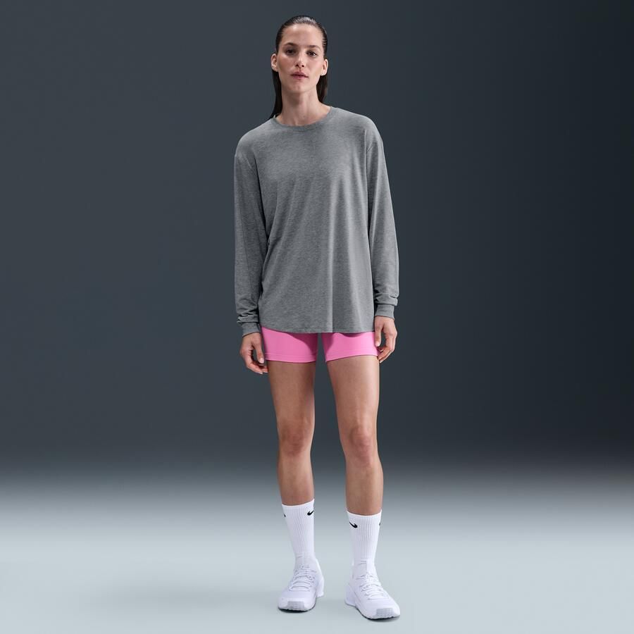 Nike One Relaxed Dri-FIT damestop met lange mouwen Grijs - Foto 3