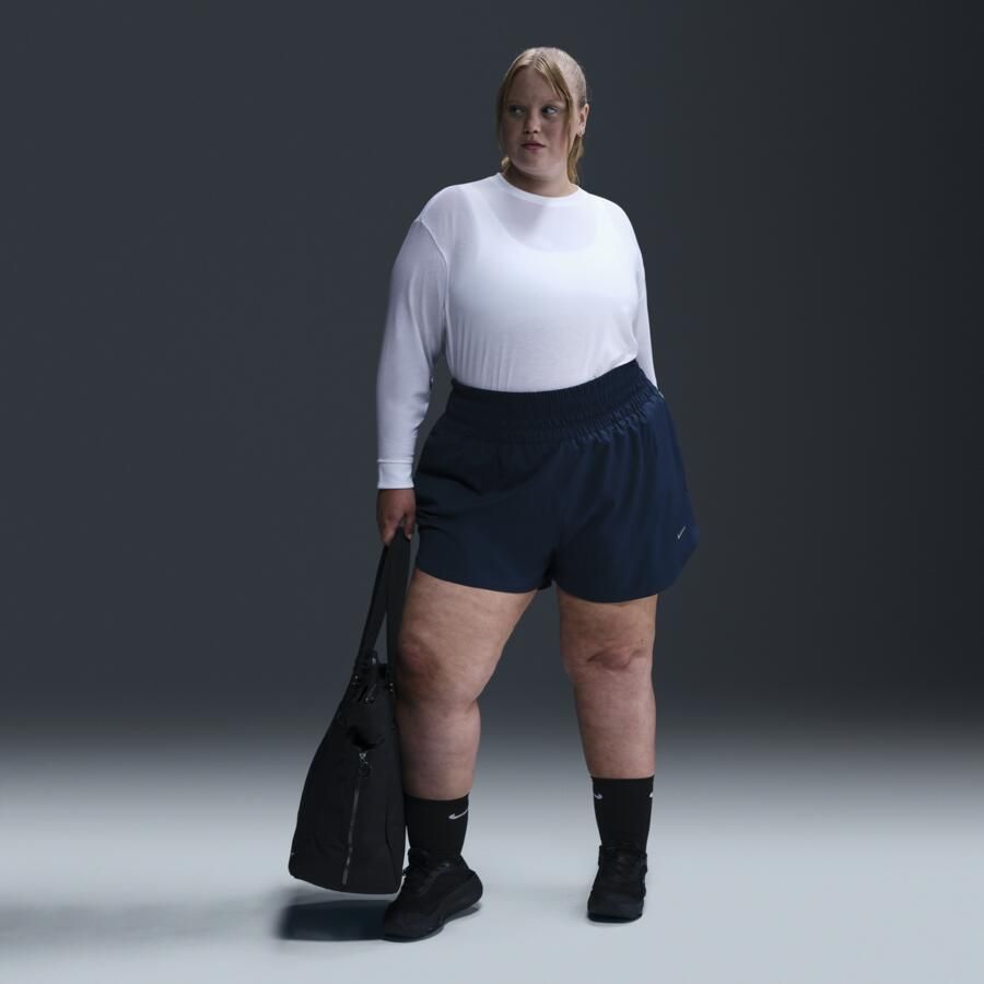 Nike One Relaxed Dri-FIT damestop met lange mouwen (Plus Size) Wit - Foto 3