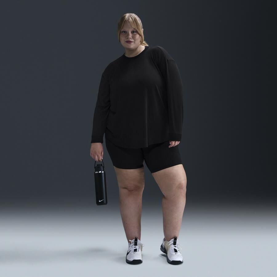 Nike One Relaxed Dri-FIT damestop met lange mouwen (Plus Size) Zwart - Foto 3