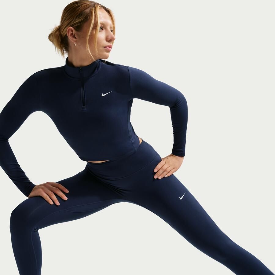 Nike One Seamless Front lange legging met hoge taille voor dames Blauw