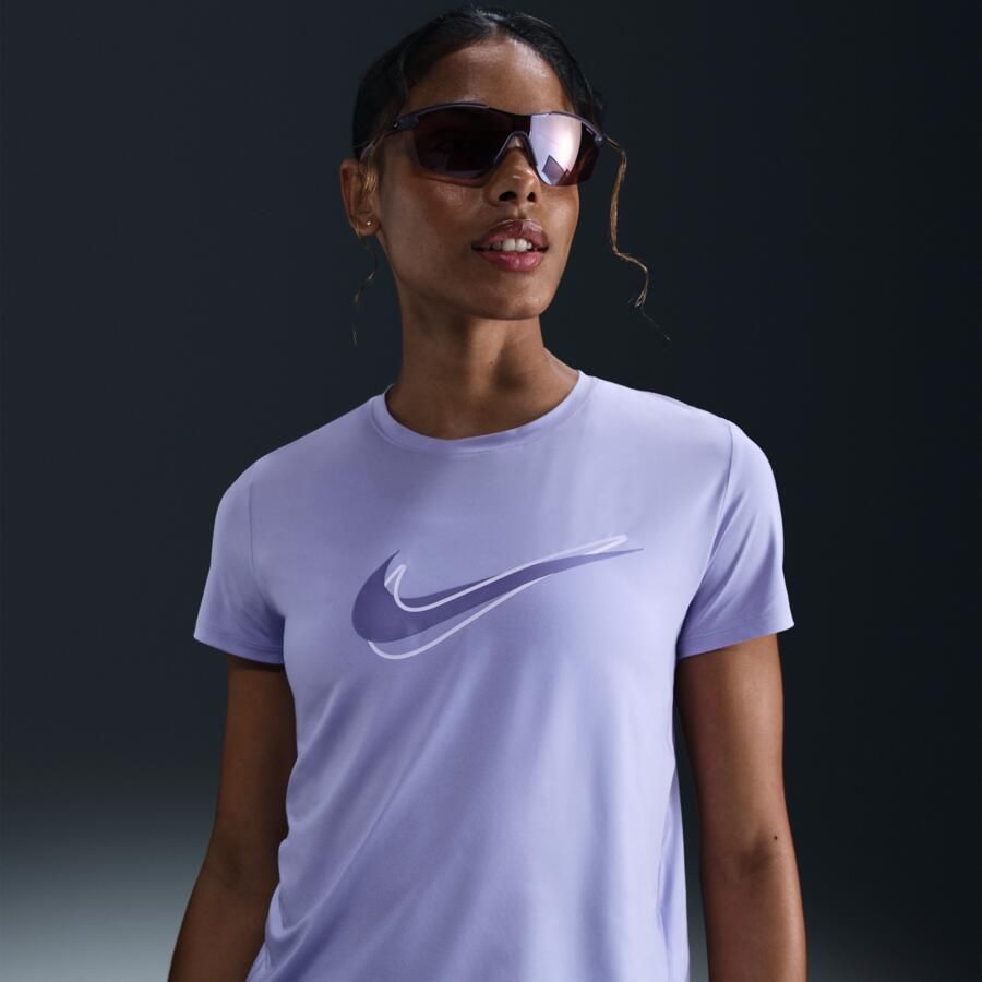 Nike One Swoosh Dri-FIT hardlooptop met korte mouwen voor dames Paars - Foto 4