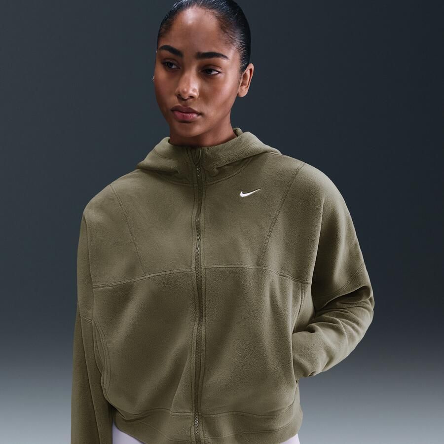 Nike One Therma-FIT damestop met rits over de hele lengte Groen - Foto 4
