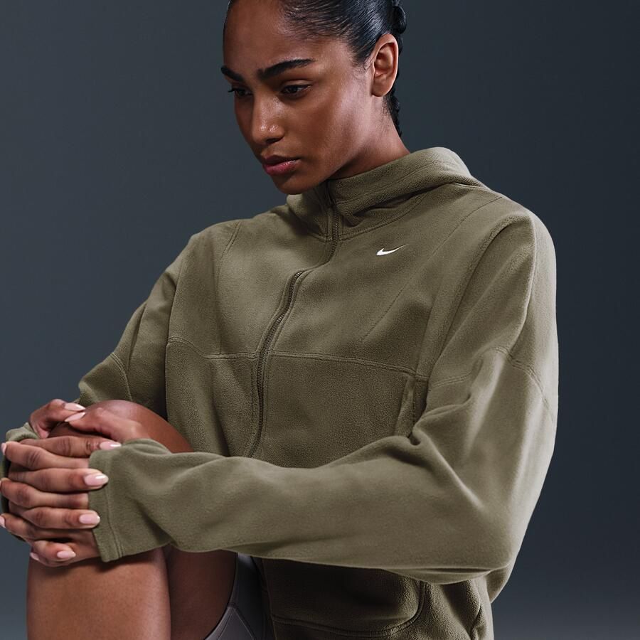 Nike One Therma-FIT damestop met rits over de hele lengte Groen - Foto 2