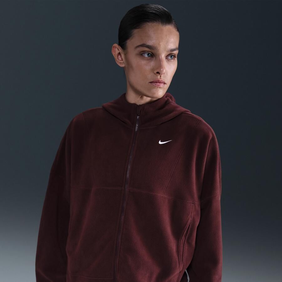 Nike One Therma-FIT damestop met rits over de hele lengte Rood - Foto 4