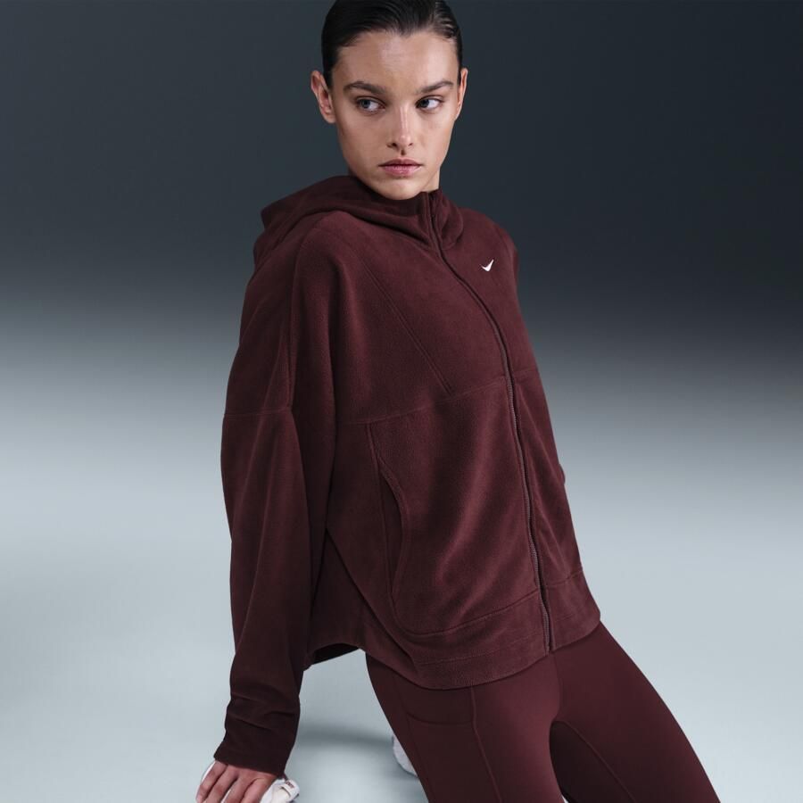 Nike One Therma-FIT damestop met rits over de hele lengte Rood - Foto 2