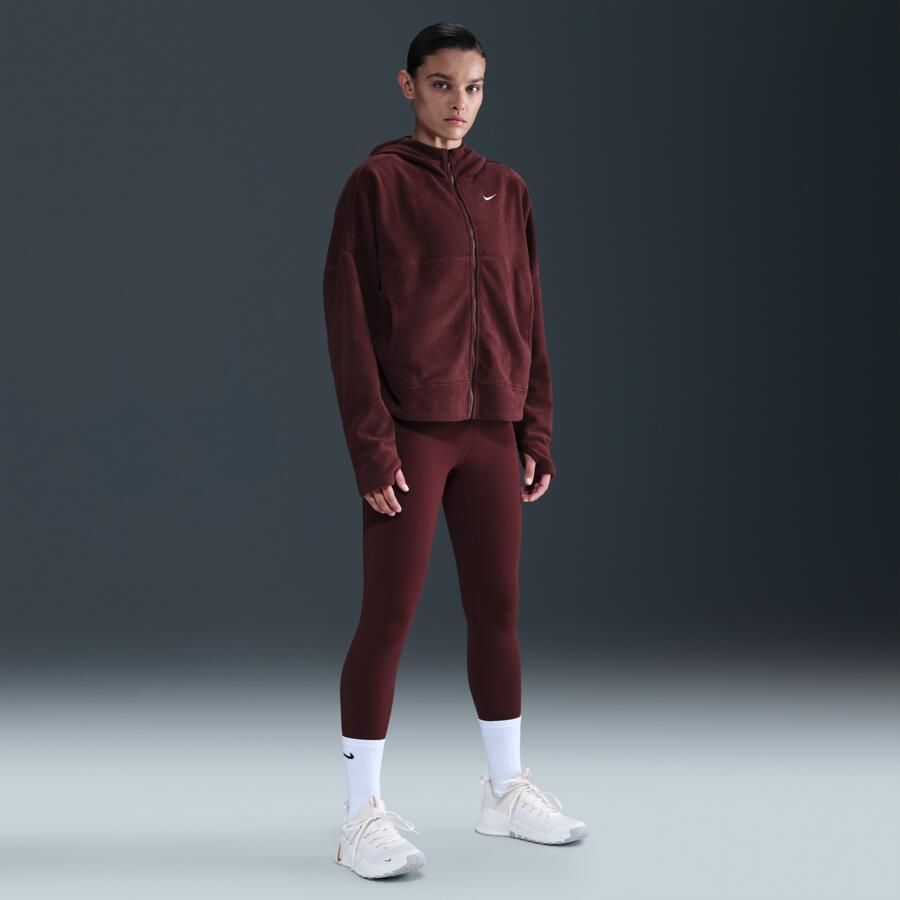 Nike One Therma-FIT damestop met rits over de hele lengte Rood - Foto 3