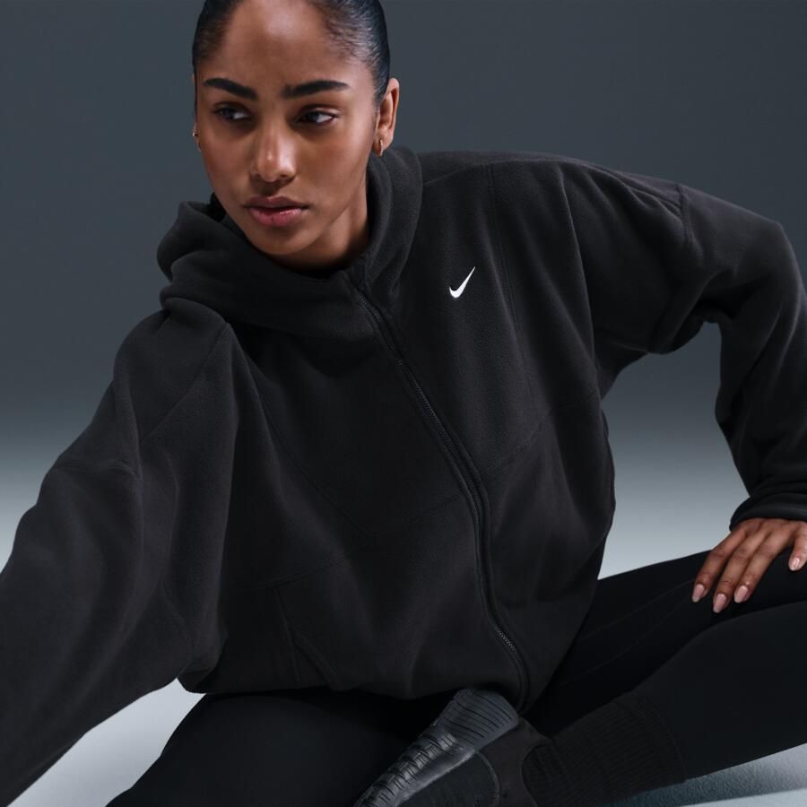 Nike One Therma-FIT damestop met rits over de hele lengte Zwart - Foto 2