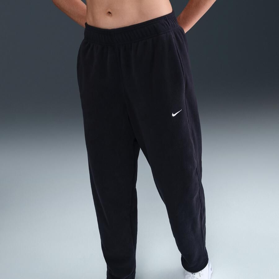 Nike One Therma-FIT fleecebroek met halfhoge taille voor dames Zwart