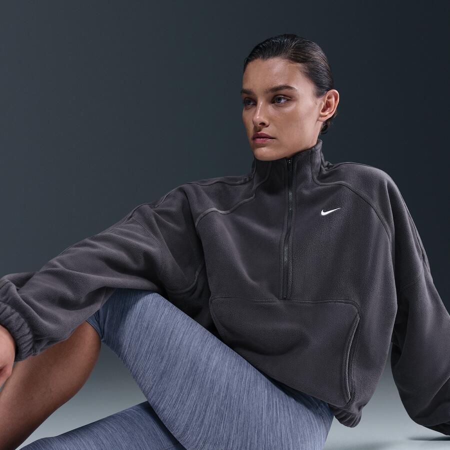 Nike One Therma-FIT top met halflange rits voor dames Grijs - Foto 2