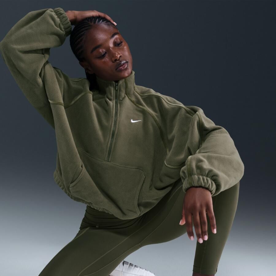Nike One Therma-FIT top met halflange rits voor dames Groen - Foto 2