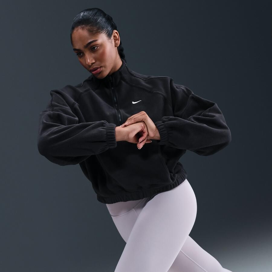 Nike One Therma-FIT top met halflange rits voor dames Zwart - Foto 2