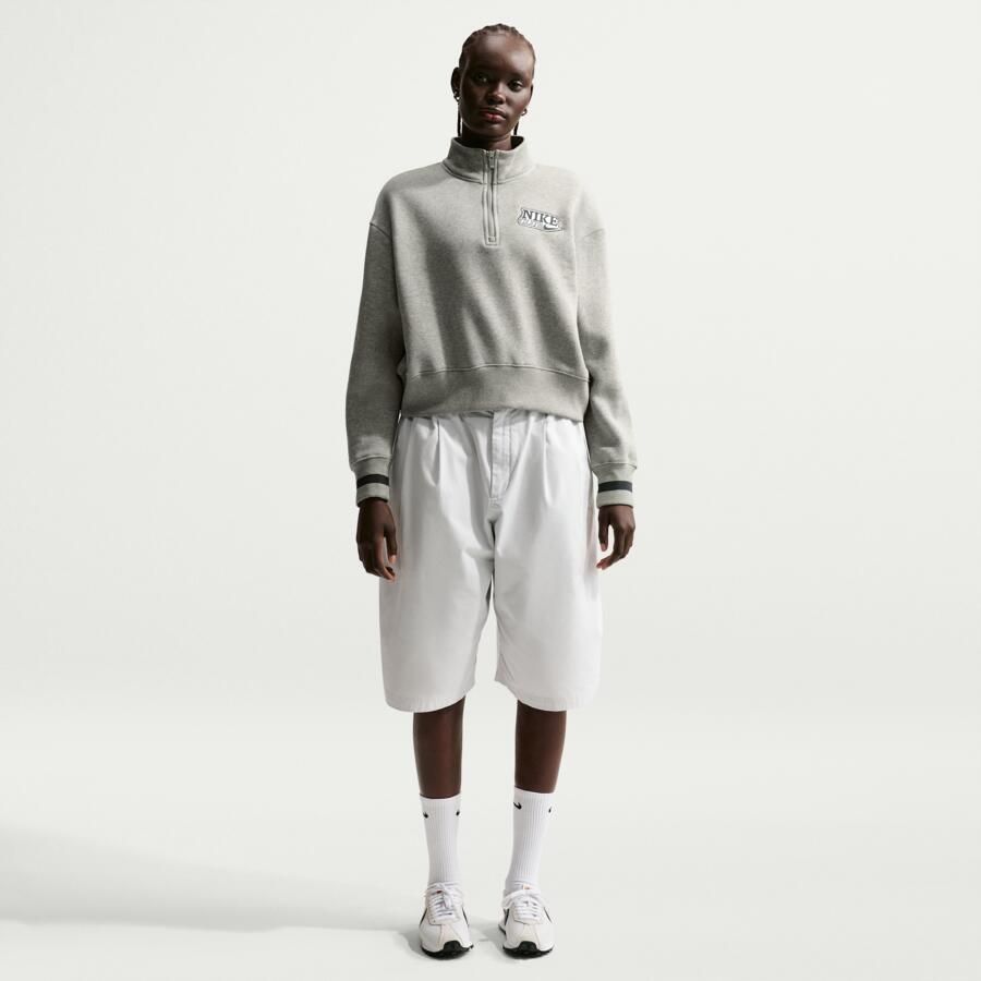 Nike oversized damestop van fleece met korte rits voor dames Grijs - Foto 2
