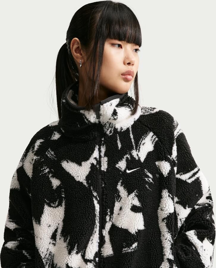 Nike oversized hoogpolige fleecetop voor dames Zwart - Foto 4