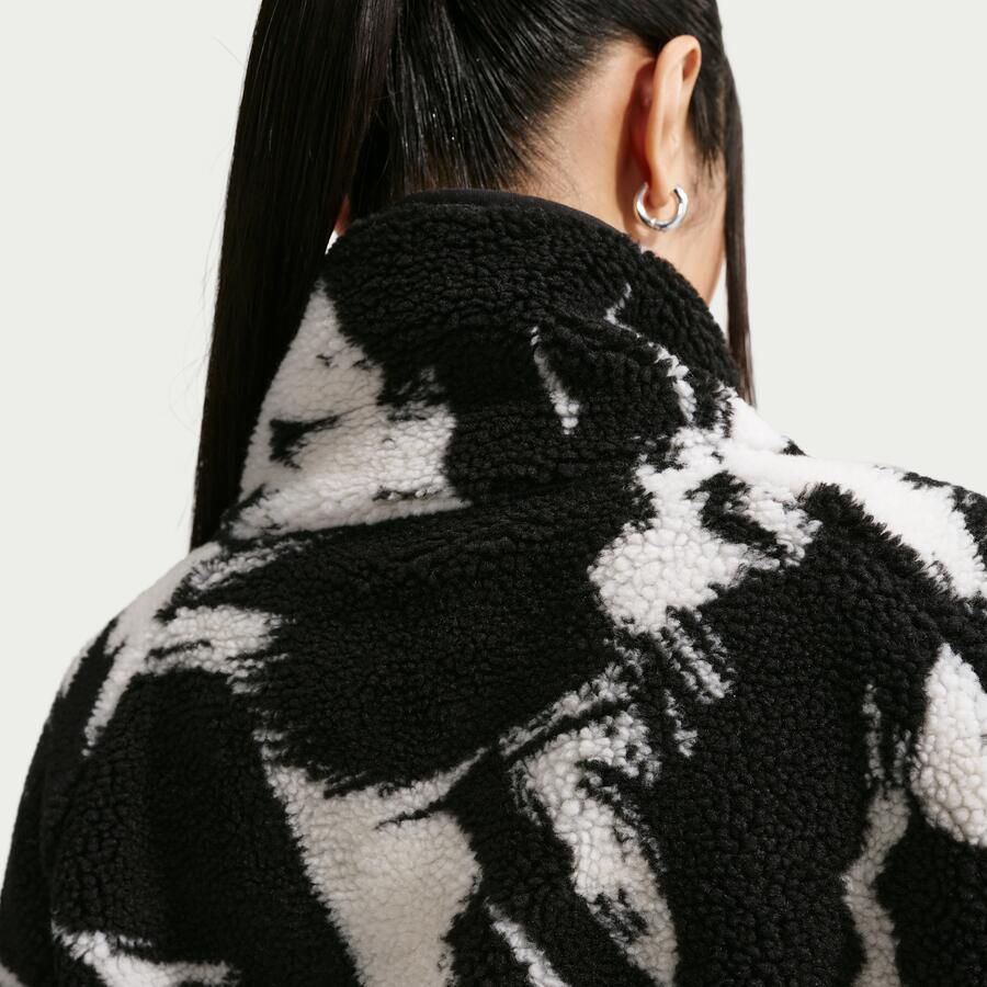 Nike oversized hoogpolige fleecetop voor dames Zwart