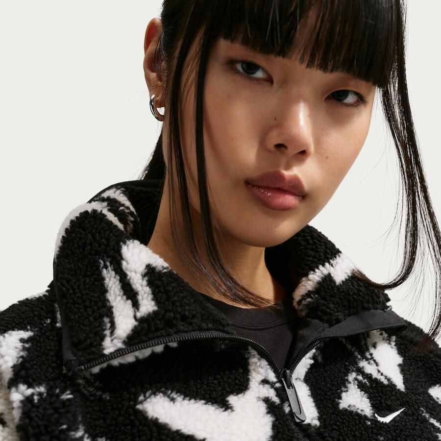 Nike oversized hoogpolige fleecetop voor dames Zwart - Foto 2