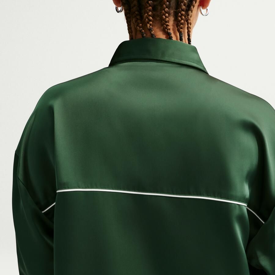 Nike oversized satijnen damestop met lange mouwen Groen