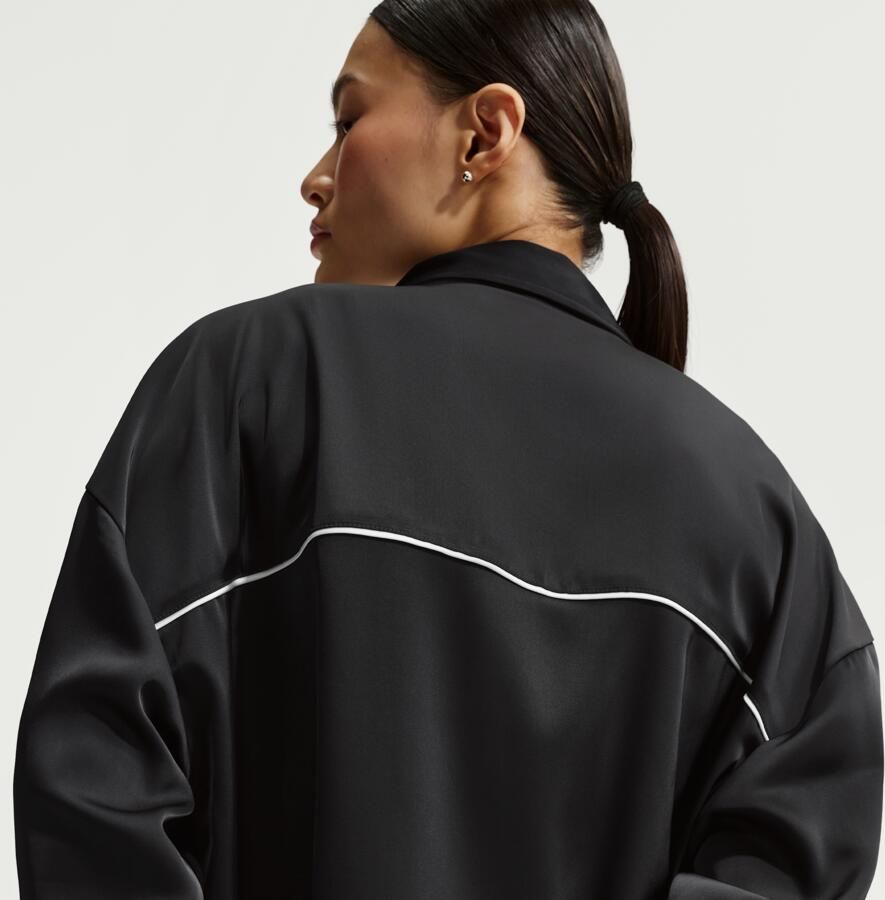 Nike oversized satijnen damestop met lange mouwen Zwart - Foto 2
