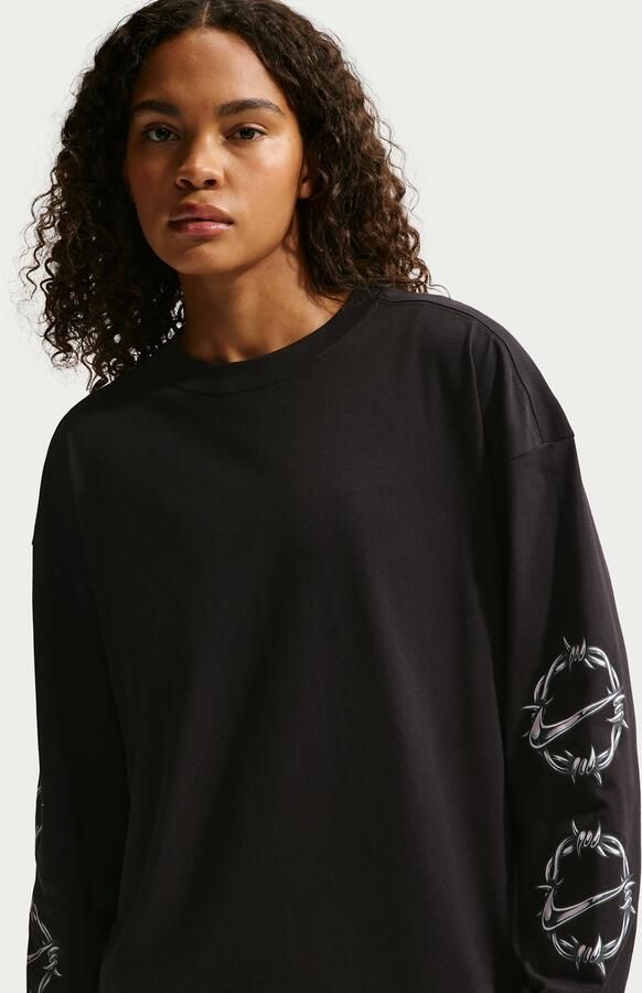 Nike oversized T-shirt met lange mouwen voor dames Zwart - Foto 4