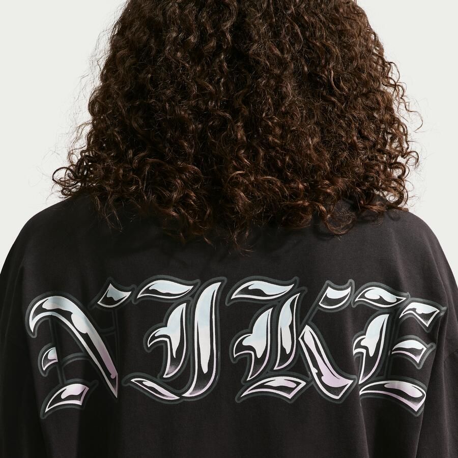 Nike oversized T-shirt met lange mouwen voor dames Zwart