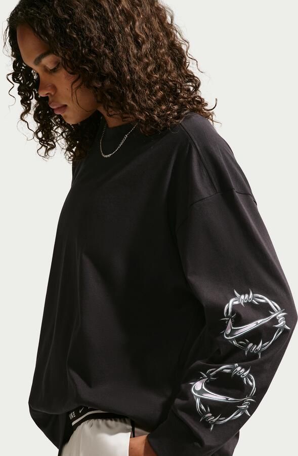 Nike oversized T-shirt met lange mouwen voor dames Zwart - Foto 3