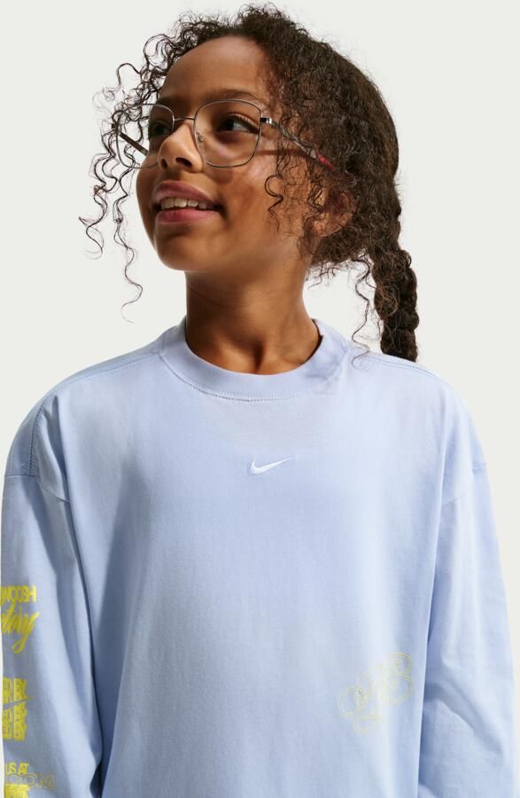 Nike oversized T-shirt met lange mouwen voor meisjes Grijs - Foto 4