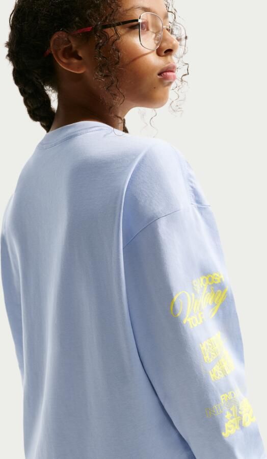 Nike oversized T-shirt met lange mouwen voor meisjes Grijs - Foto 3