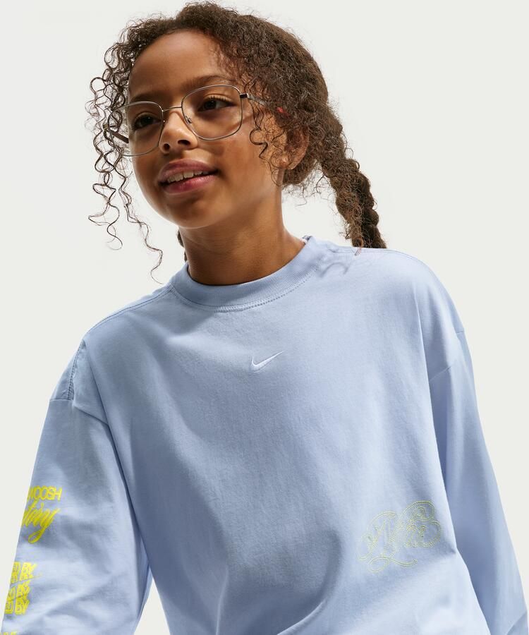 Nike oversized T-shirt met lange mouwen voor meisjes Grijs - Foto 2