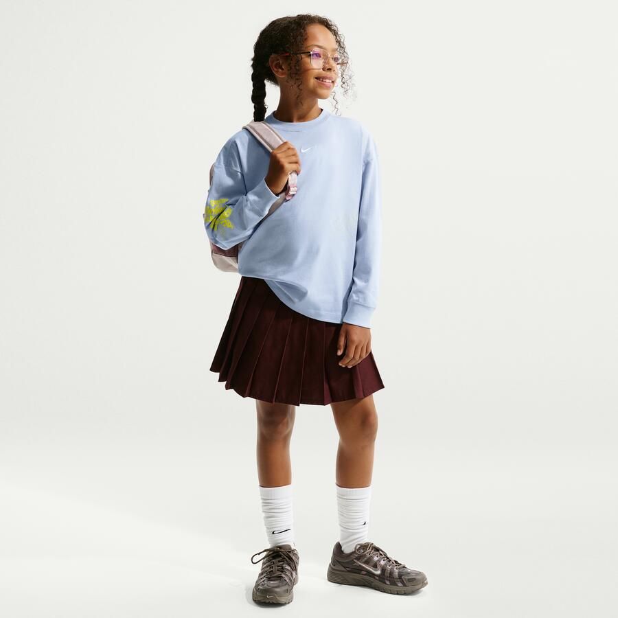 Nike oversized T-shirt met lange mouwen voor meisjes Grijs