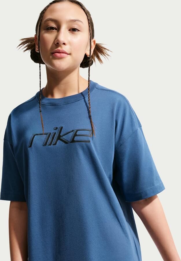 Nike oversized T-shirt voor meisjes Blauw - Foto 4