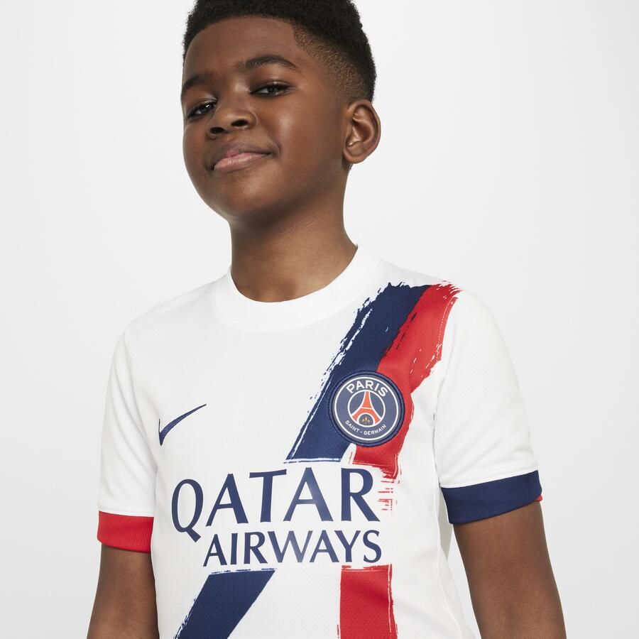 Nike Paris Saint-Germain 2024 25 Stadium Uit Dri-FIT replicavoetbalshirt voor kids Wit