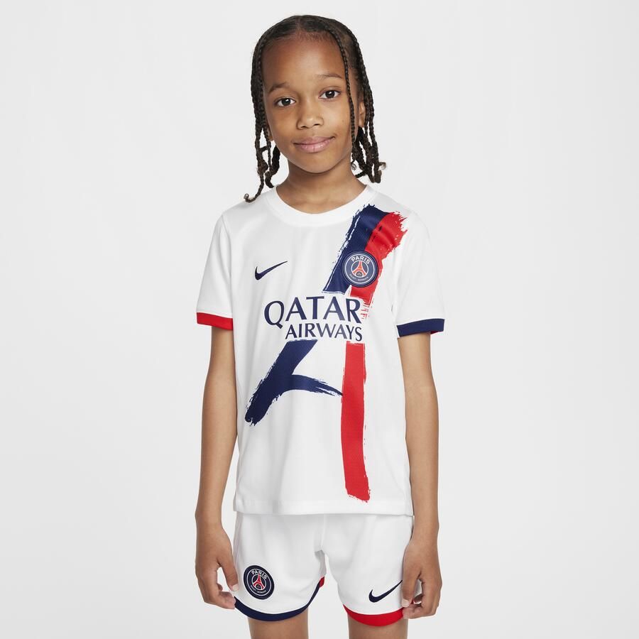 Nike Paris Saint-Germain 2024 25 Stadium Uit driedelig replica-voetbaltenue voor kleuters Wit