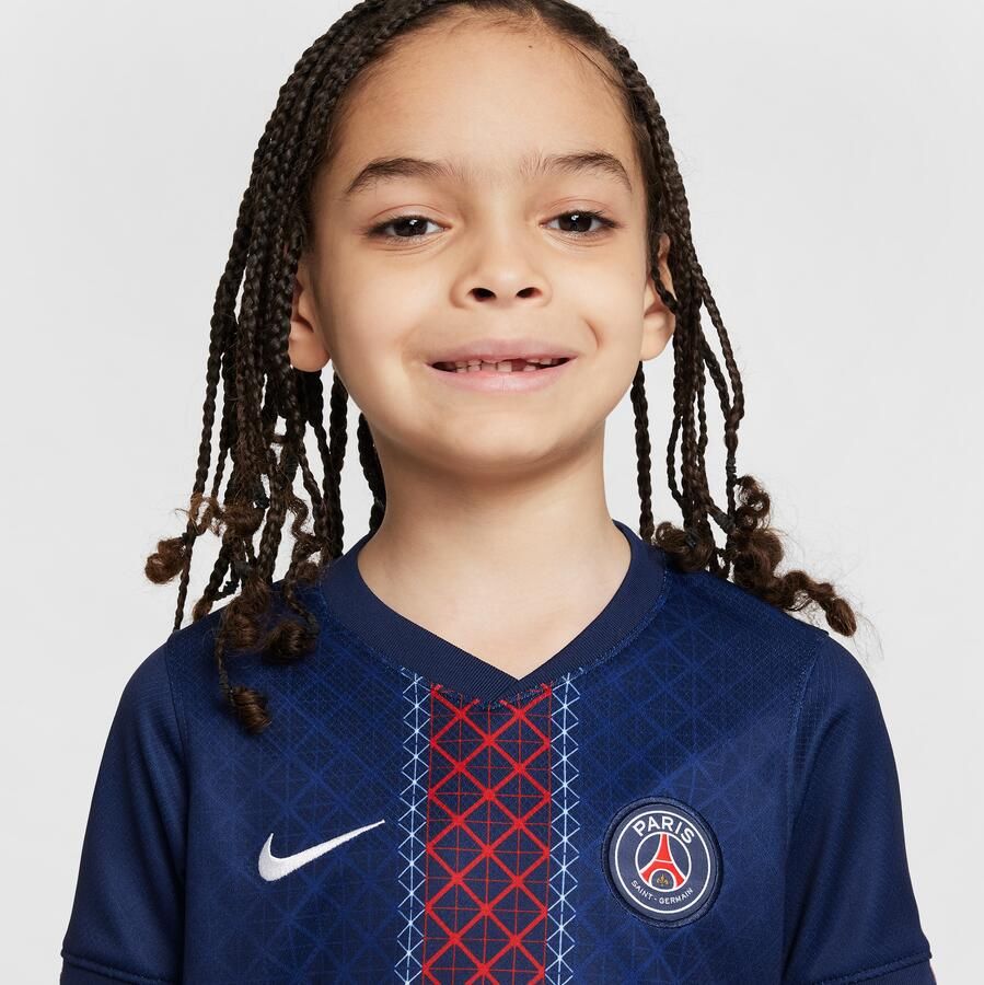 Nike Paris Saint-Germain 2025 26 Stadium Thuis driedelig replicavoetbaltenue voor kleuters Blauw
