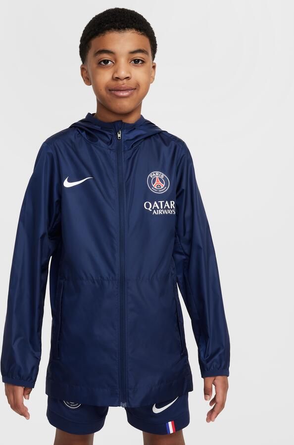 Nike Paris Saint-Germain Academy Pro voetbalregenjack met capuchon voor kids Blauw - Foto 4