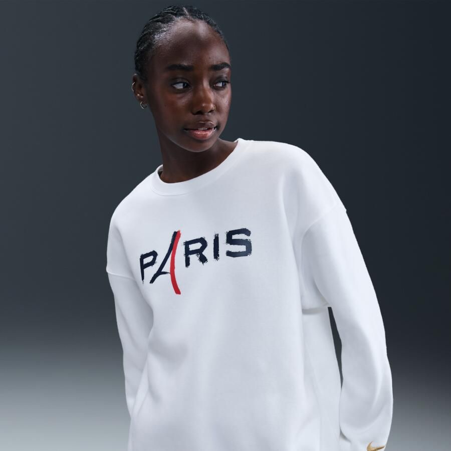 Nike Paris Saint-Germain Phoenix Fleece oversized voetbalsweatshirt met ronde hals voor dames Wit - Foto 4