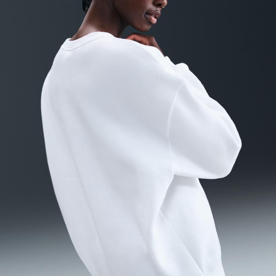 Nike Paris Saint-Germain Phoenix Fleece oversized voetbalsweatshirt met ronde hals voor dames Wit