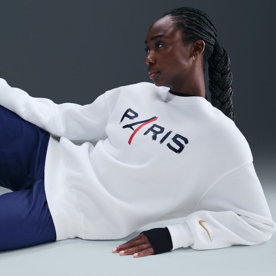 Nike Paris Saint-Germain Phoenix Fleece oversized voetbalsweatshirt met ronde hals voor dames Wit - Foto 2