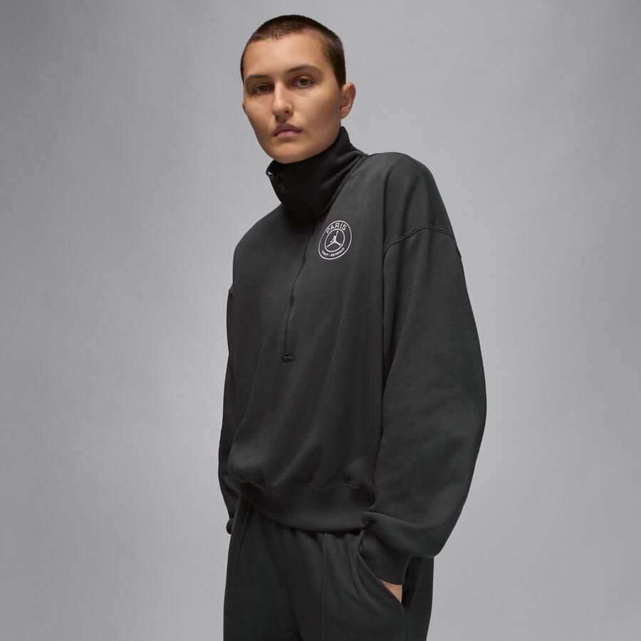 Nike Paris Saint-Germain pullover van fleece met halflange rits voor dames Grijs - Foto 4
