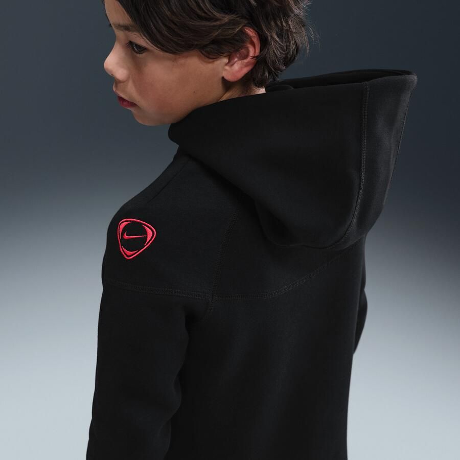 Nike Paris Saint-Germain Tech Derde Total 90 voetbalhoodie van fleece met rits voor kids Zwart
