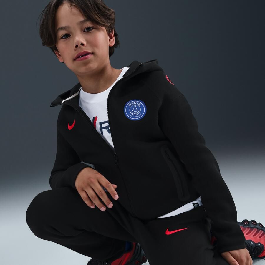 Nike Paris Saint-Germain Tech Derde Total 90 voetbalhoodie van fleece met rits voor kids Zwart - Foto 2