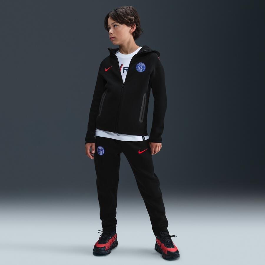 Nike Paris Saint-Germain Tech Derde Total 90 voetbalhoodie van fleece met rits voor kids Zwart - Foto 3