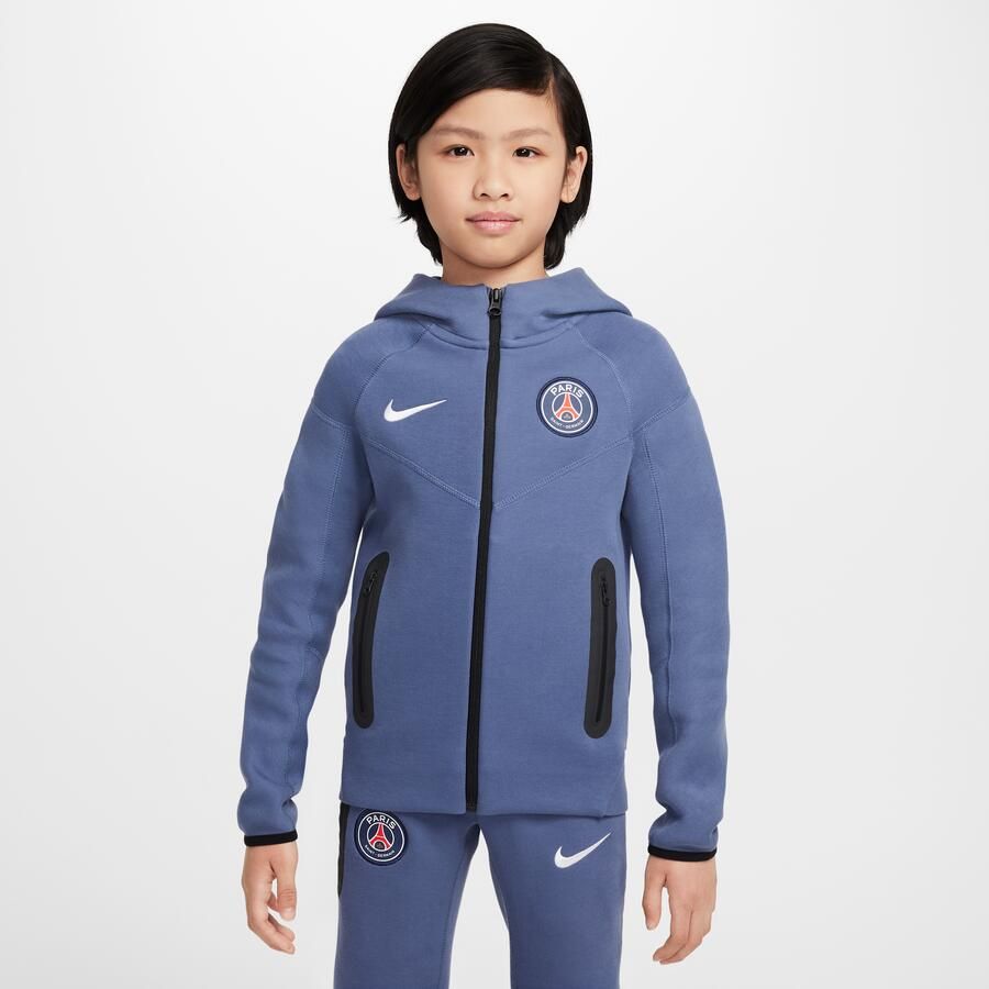 Nike Paris Saint-Germain Tech voetbalhoodie van fleece met rits over de hele lengte voor jongens Blauw - Foto 4