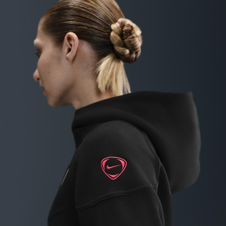 Nike Paris Saint-Germain Tech Windrunner Derde Total 90 voetbalhoodie met rits over de hele lengte van fleece voor dames Zwart