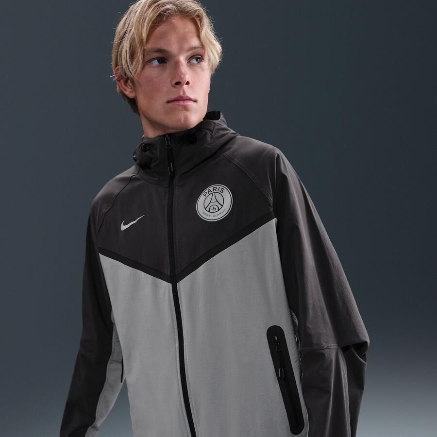 Nike Paris Saint-Germain Tech Windrunner geweven voetbaljack met rits over de hele lengte voor heren Grijs - Foto 4