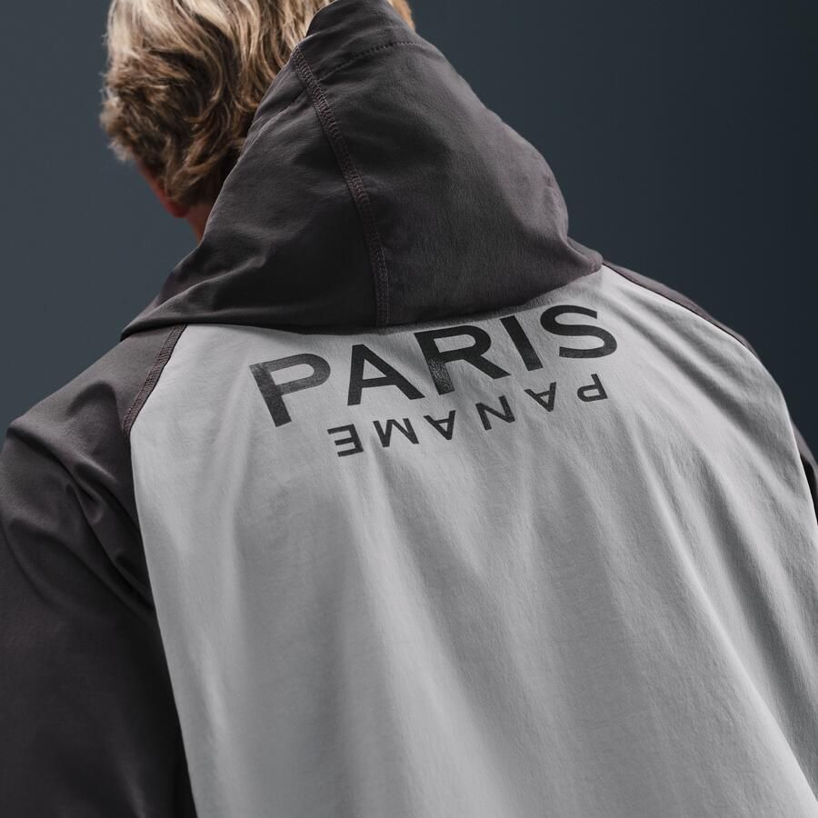 Nike Paris Saint-Germain Tech Windrunner geweven voetbaljack met rits over de hele lengte voor heren Grijs